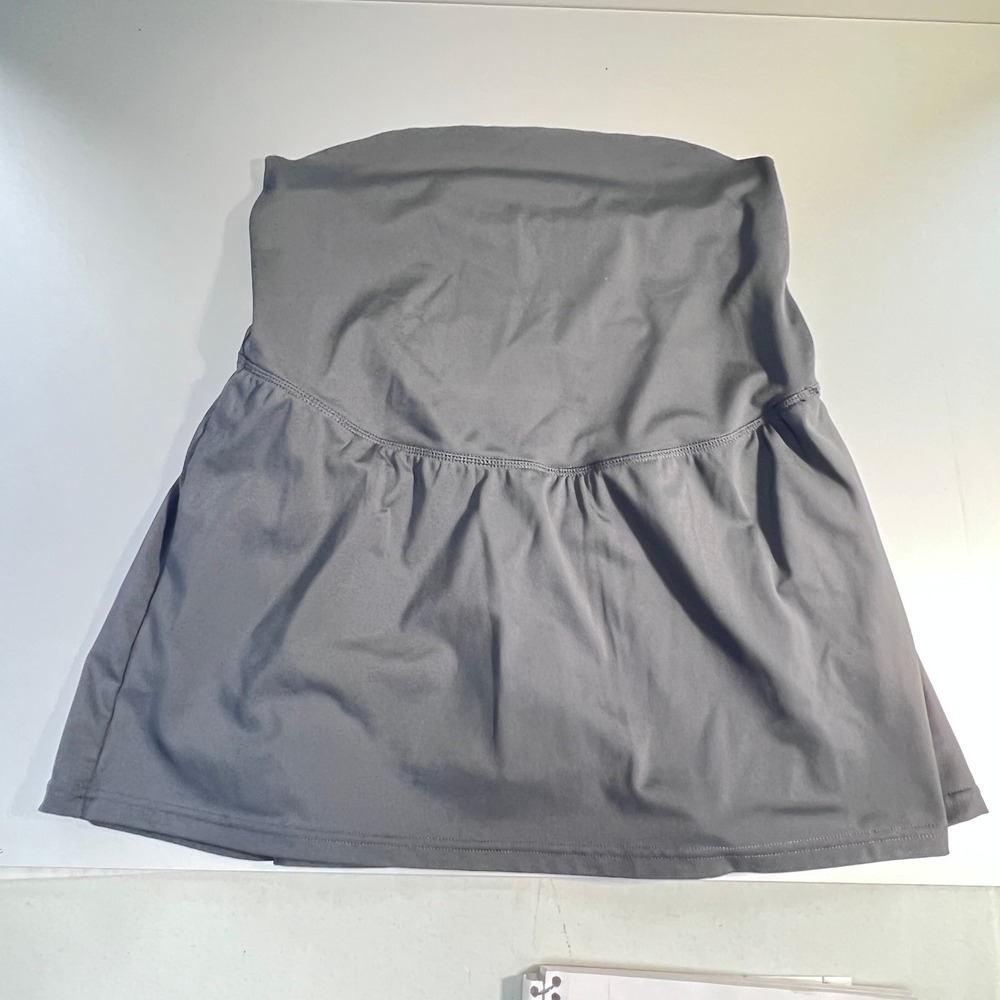 Maacie Maternity Skort Gray Pleated Athletic Tennis Skirt Pocket Size L workout